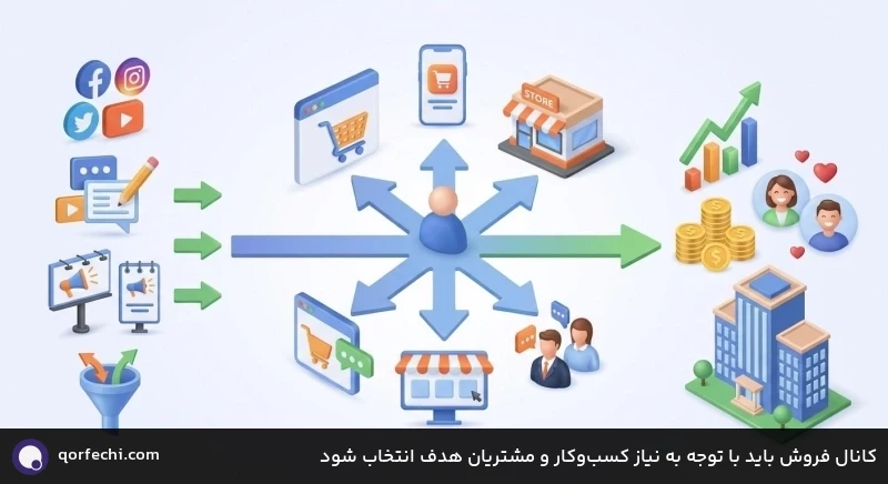کانال فروش باید با توجه به نیاز کسب‌وکار و مشتریان هدف انتخاب شود