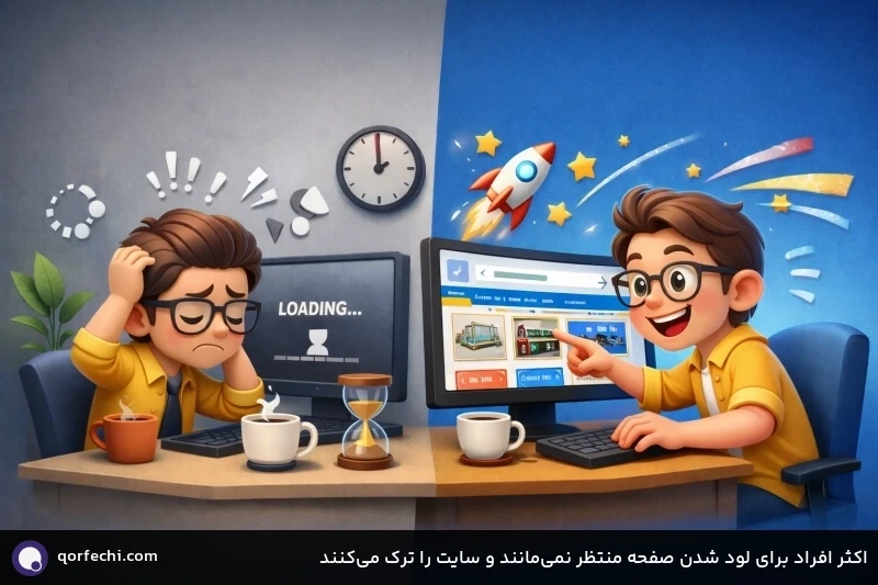 اکثر افراد برای لود شدن صفحه منتظر نمی‌مانند و سایت را ترک می‌کنند